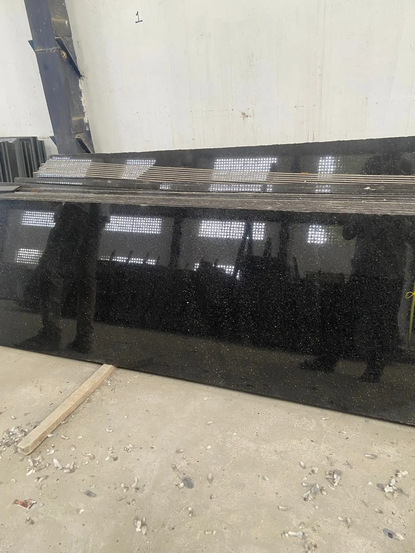 Black Galaxy granite slab with signature gold flecks